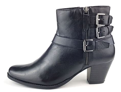 women leather ankle boots mid block heel double buckle western shoes size zip ebay
