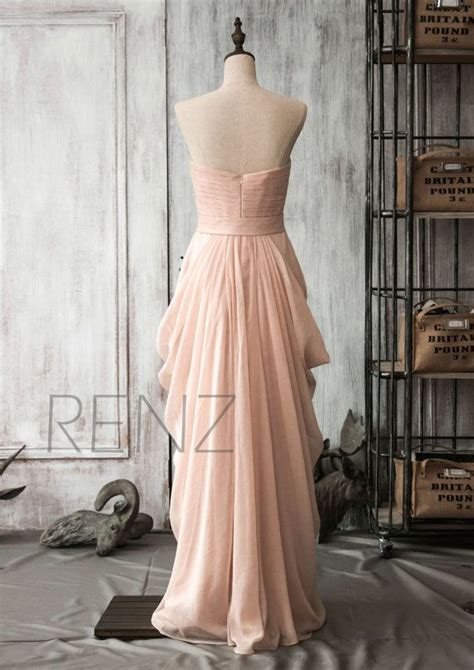 2016 Peach Chiffon Bridesmaid Dress Long Draped By Renzrags