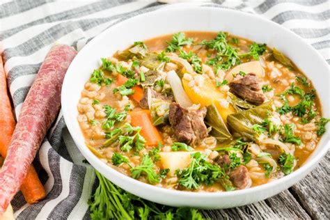 Vegetable Beef Barley Soup Slow Cooker Recipe Recipes Healthy
