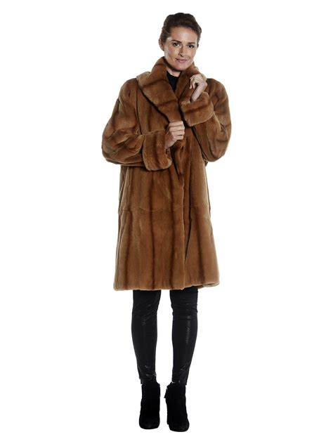 Womens Reversible Light Brown Sheared Mink Fur Coat Xl Estate Furs
