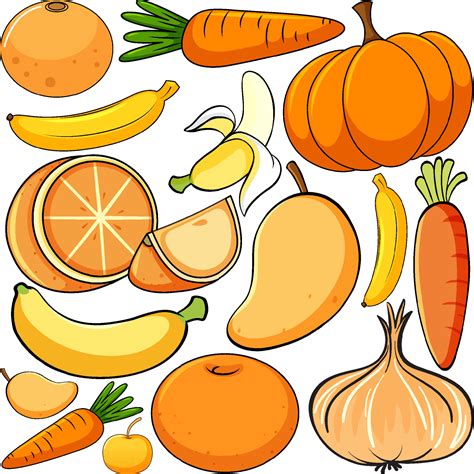 Fruits And Vegetables In Orange Color 6928122 Vector Art At Vecteezy