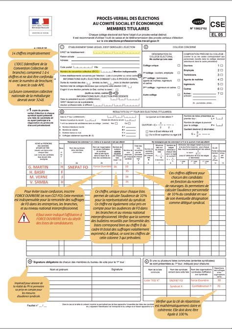 Formulaire Cerfa De Proc S Verbal D Lection Membres Titulaires La Voix Du M Tallurgiste