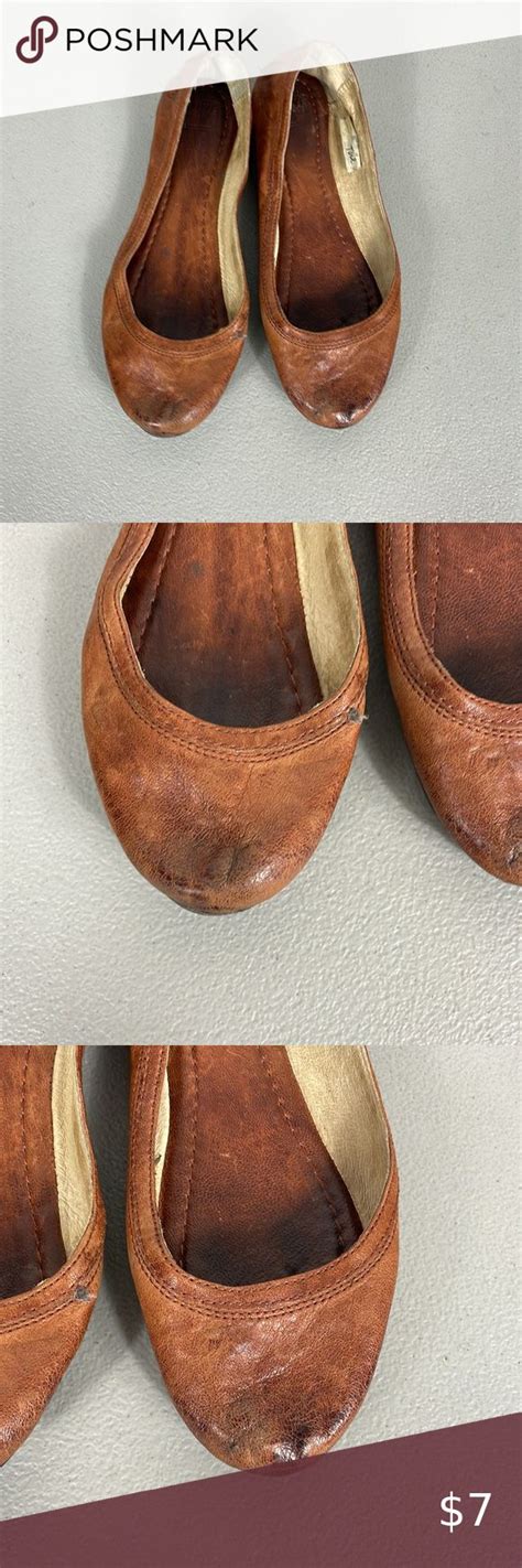 Womens Brown Leather Frye Carson Ballet Flats Sz 75 In 2023 Leather