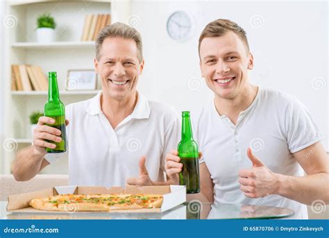 Father And Adult Son Drinking Beer Stock Photo Image Of Enjoyment