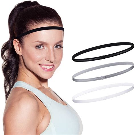 3 Pieces Thin Non Slip Elastic Sport Headbands Mini