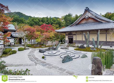 Japanese Zen Garden During Autumn At Enkoji Temple In