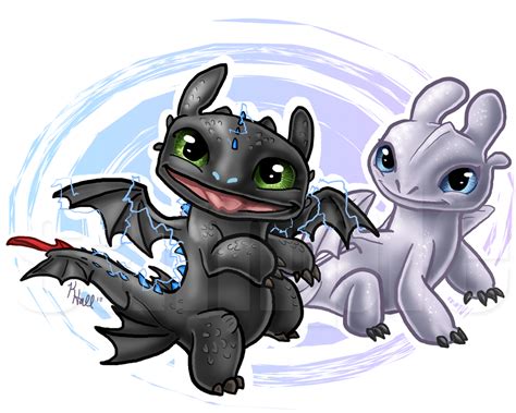 Baby Toothless And Light Fury By Monocerosarts On Deviantart