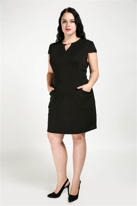 Womens Sexy V Neck Plus Size Casual Dress Short Sleeve Solid Black