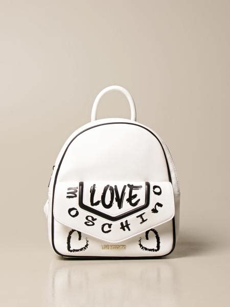 Love Moschino Backpack In Synthetic Leather White Love Moschino