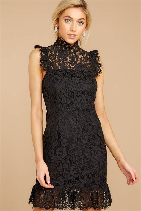 Stunning Black Lace Dress Short Sleeveless Lace Dress Dress 48