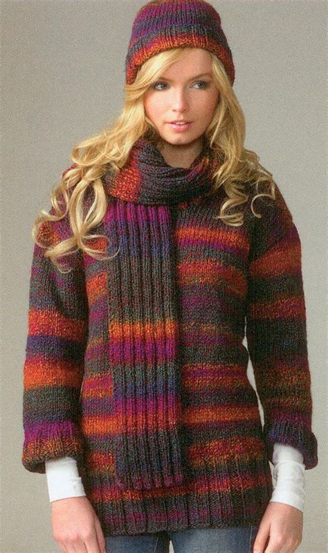 Whether it's a fashionable cardigan or a pullover, you'll find just what you're looking for in this. Sweater Hat and Scarf JB071 Knitting Pattern Marble Chunky ...