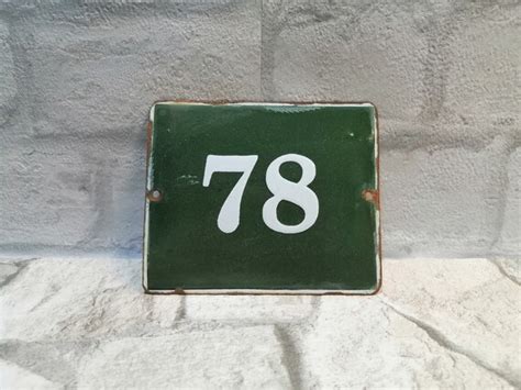 Vintage Sign House Door Number 78 Street Sign Green And Etsy