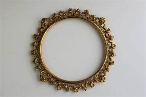 Ornate Gold Ormolu Style Vintage Metal Frame Round Picture Frame