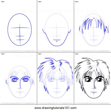 (step 2) lightly draw guidelines through the center. How to Draw Anime Boy Face printable step by step drawing ...