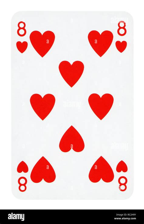 Eight Of Hearts Playing Card Isolated On White Clipping Path