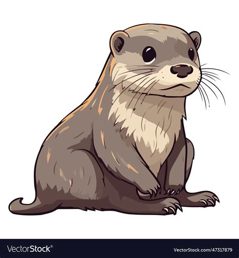 Cute Otter Sitting Icon Royalty Free Vector Image