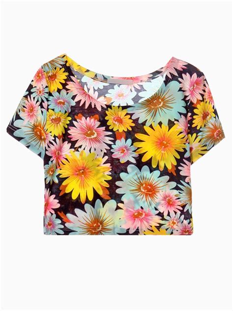 Multi Crop Top With Floral Print Print Crop Tops Floral