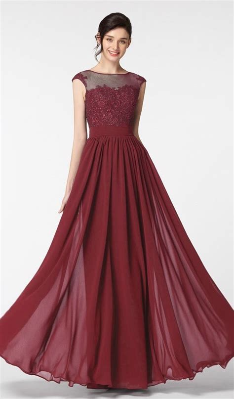 Modest Lace Burgundy Prom Dresses Long 1000 In 2020 Prom Dresses