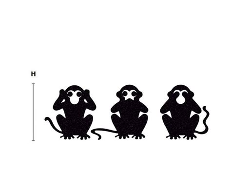 3 Monkeys Velvet Stickers Three Wise Monkeys Wall Decal See No Evil