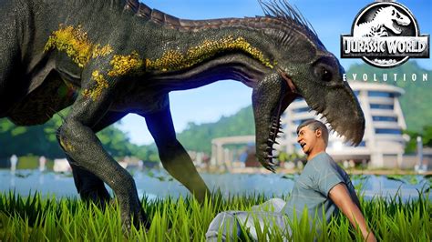 Indoraptor Vs Indominus Rex Breakout And Fight Jurassic World Evolution