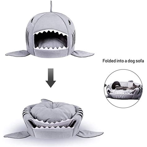 Buy 2 In1 Shark Shaped House Warm Pet Bed Large Grey At Mighty Ape Nz
