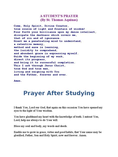 A Student Prayer Before And After Studying Grace In Christianity Prayer