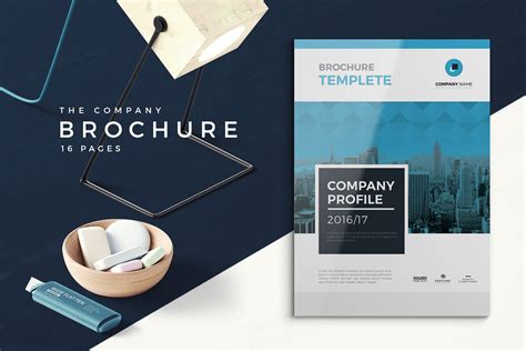 Blue Company Profile 16 Pages Brochure Templates ~ Creative Market