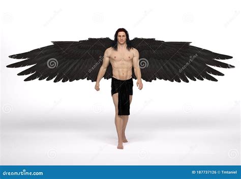 3d Render The Portrait Of Male Angel Walking With The White