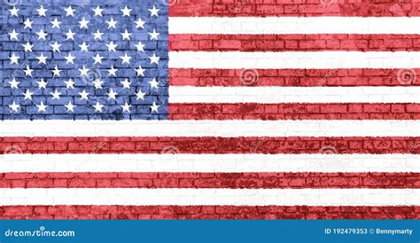 Wall Of Bricks Flag Of United States Stock Image Image Of Economy