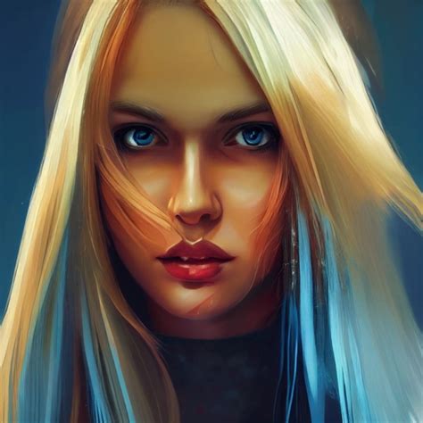 Blonde Woman Tanned Very Long Blonde Hair Icy Blue Midjourney Openart