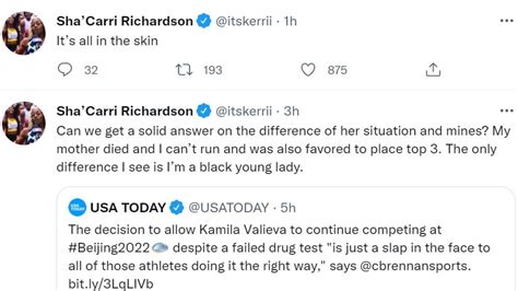 Shacarri Richardson Tweets About Russia Figure Skater Ruling