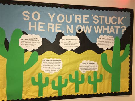 ra bulletin board cactus themed welcome to college september bulletin boards counseling
