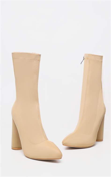 nude block heel sock boot shoes prettylittlething usa