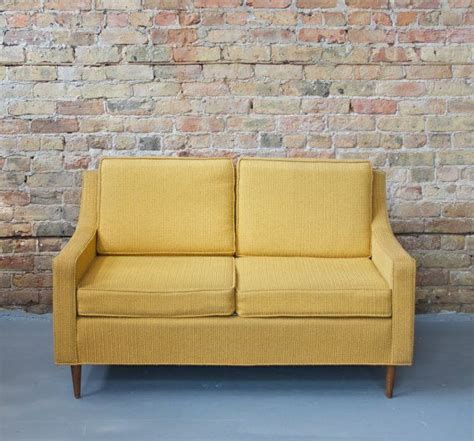 Mid Century Modern Yellow Loveseat Sofa With Reversible Etsy Love