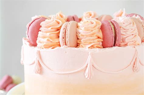 Watercolor Buttercream Cake With French Macarons Curly Girl Kitchen