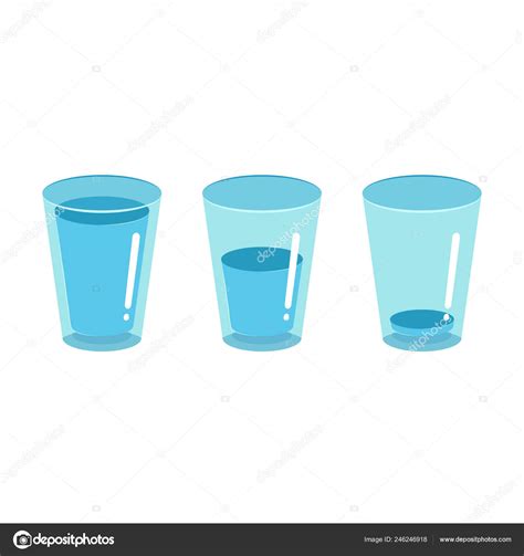 Glasses Set Water Glasses Full Empty Half Filled Water Vector Stock