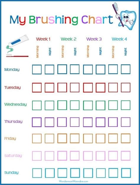 Template Free Printable Tooth Brushing Chart