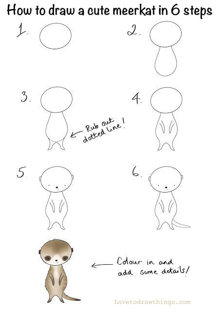 How To Draw A Cute Meerkat In 6 Steps Легкие рисунки Артбуки