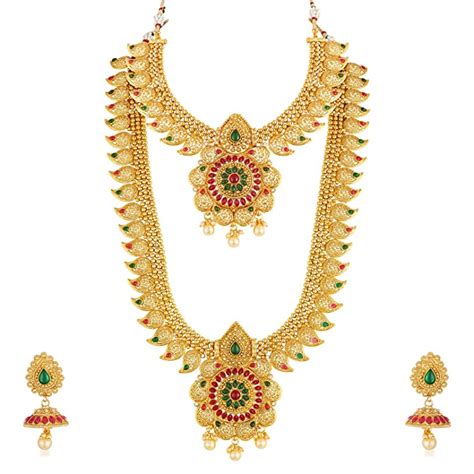 apara copper bridal south indian traditional necklace jewellery set combo for women