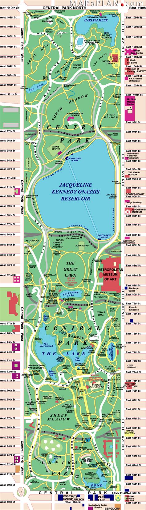 New York Top Tourist Attractions Map Central Park Favourite And Free