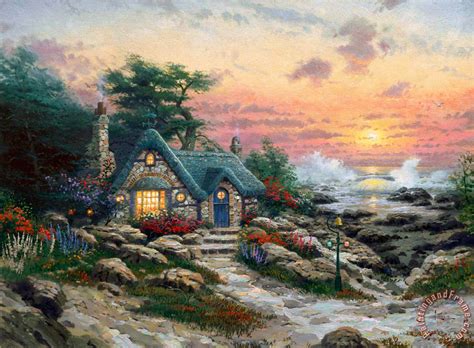 Thomas Kinkade Cottage By The Sea Painting Cottage By The Sea Print