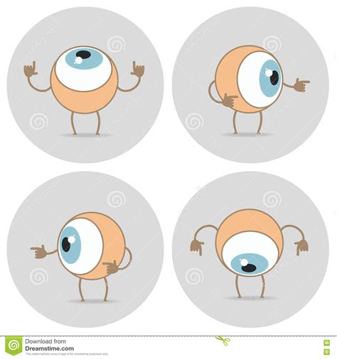 Eyes Cartoon Icon The Eye Looks Up Down Left Right Around Stock