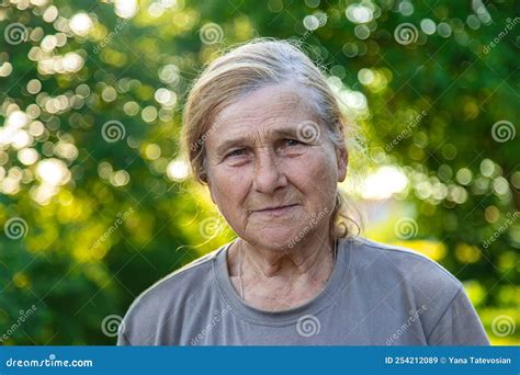 Grandmother Portrait Of An Old Woman Selective Focus Stock Image