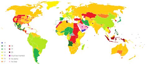 Age Of Consent By Country R Mapporn