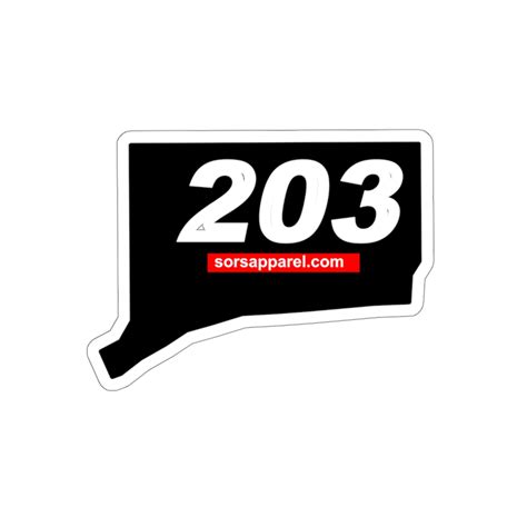 203 Area Code Sticker Waterproof Vinyl Sors Apparel Co Usa
