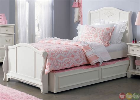 Make sure your bed and trundle package will fit. Arielle White Finish Youth Traditional Sleigh Bedroom Set