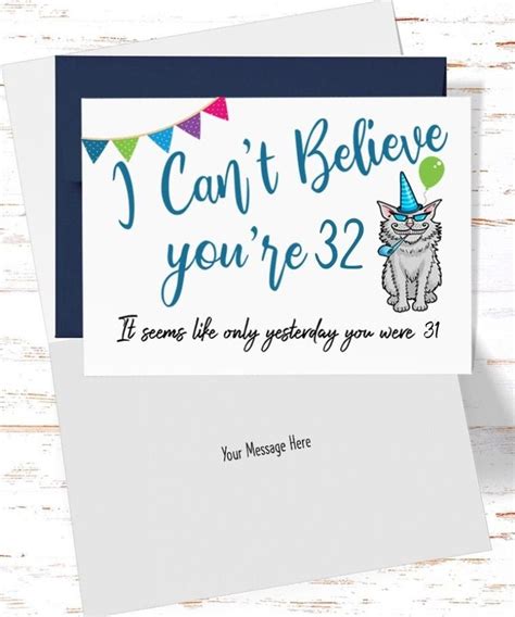 Funny 32nd Birthday Card For Her Sarcastic Birthday Card 32nd Etsy