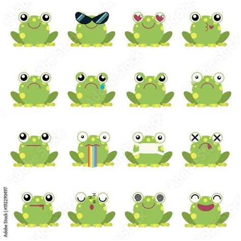 Stock Image Vector Illustration Set Of Frog Emoticons Smileys Emoticons Emoji Design