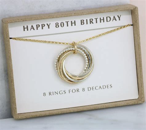 It can be the best vacation they ever had together, a day spent shopping, the time the. 80th Birthday Gift | 80th Birthday Necklace | 8 rings for ...