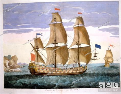 17th Century French Sailing Ship Of The Third Rank Stock Photo
